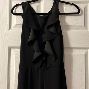 Lulu’s Enamored Black Ruffle Backless Jumpsuit